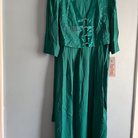 Peri Petites vintage green dresss Long sleeves size 6 - Picture 13 of 15